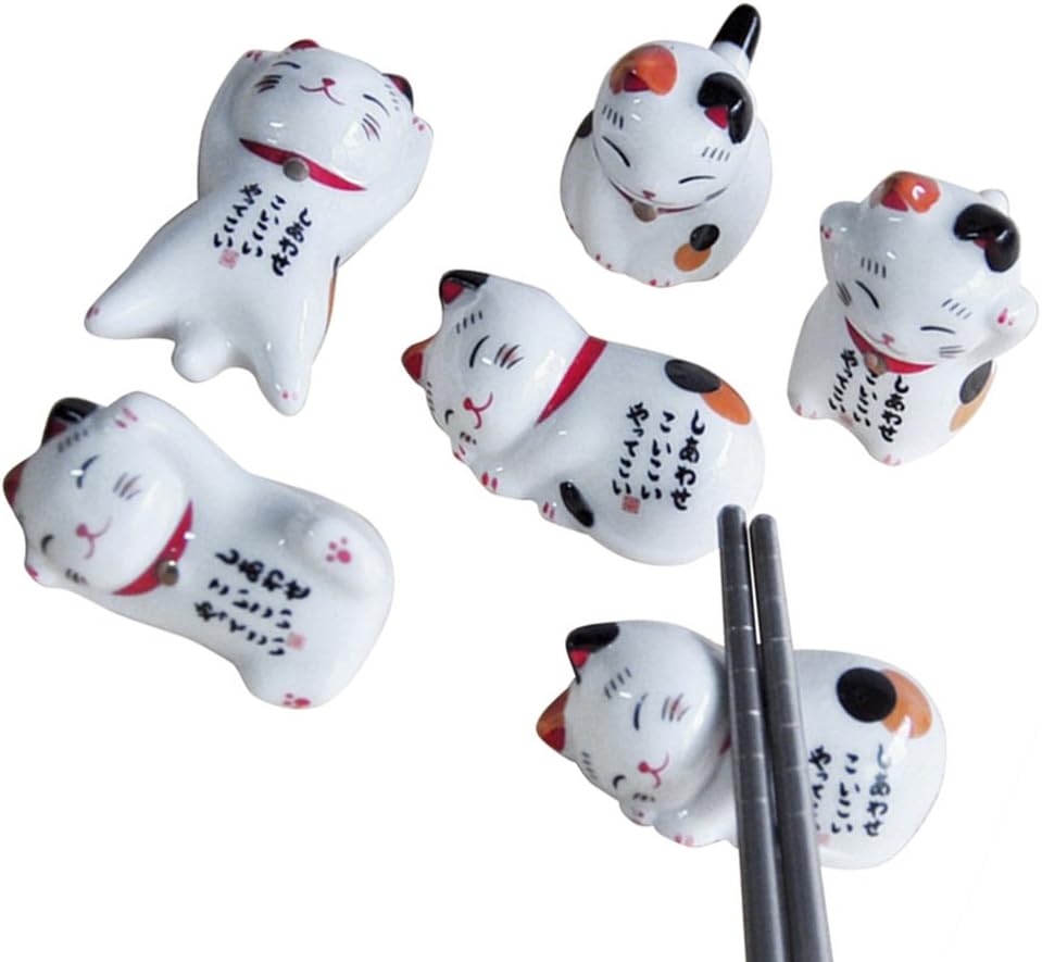 Ceramic Lucky Cat Ornaments Chopsticks Holder Chopstick Rest Home Ceramic Decoration