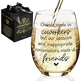 Opininqo Coworker Friendship Wine Glass Birthday Gifts for Women Friendship, Funny Coworker Gifts for Women Men Work Friends - Christmas, Going Away Presents for Office Friend Bestie Boss