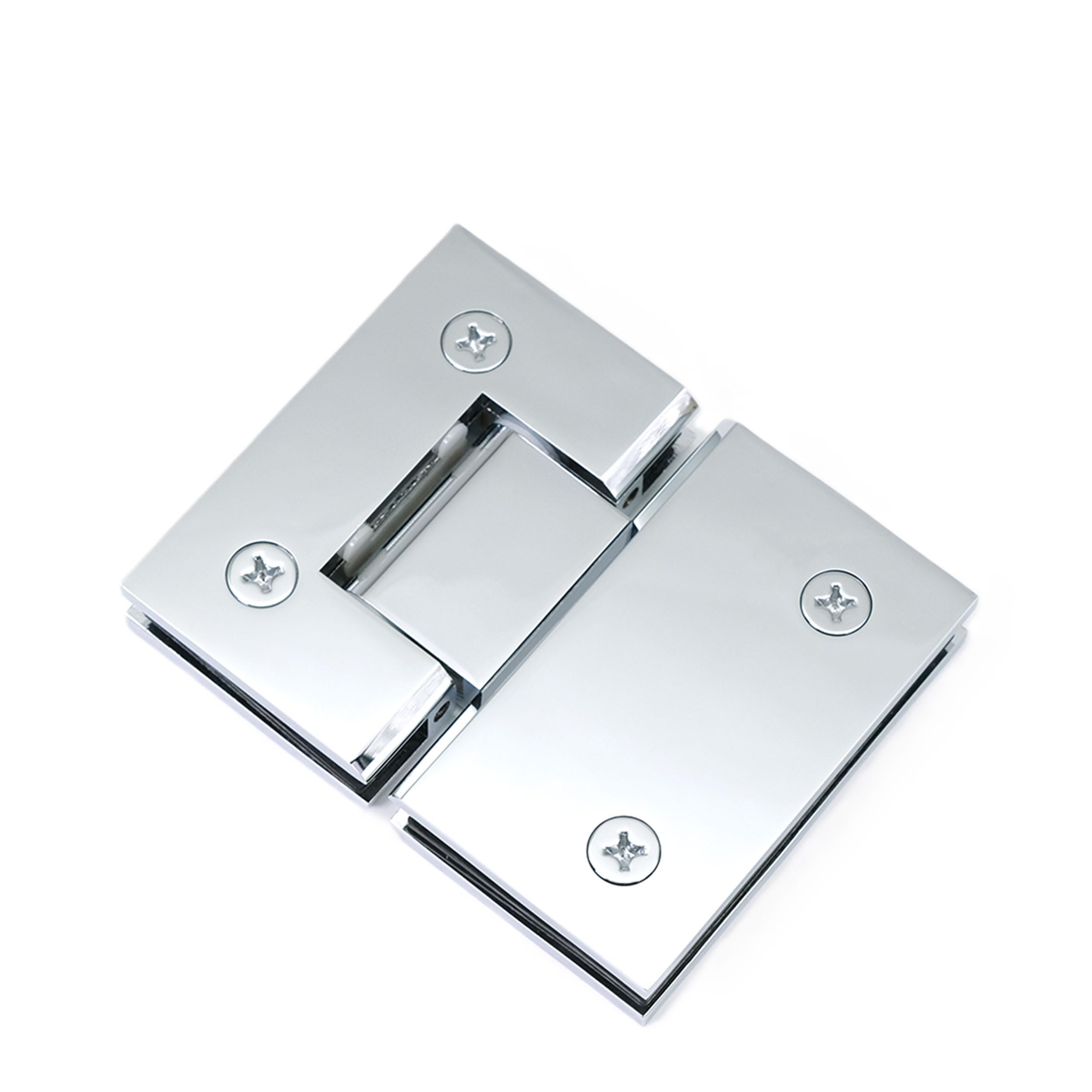 Photo 1 of Brass Glass Door Hinge, 180 Degree Shower Door Hinge, Heavy-Duty Shower Door Replacement Kit for 3/8"-1/2" (10-12mm) Frameless Glass Doors, Chrome