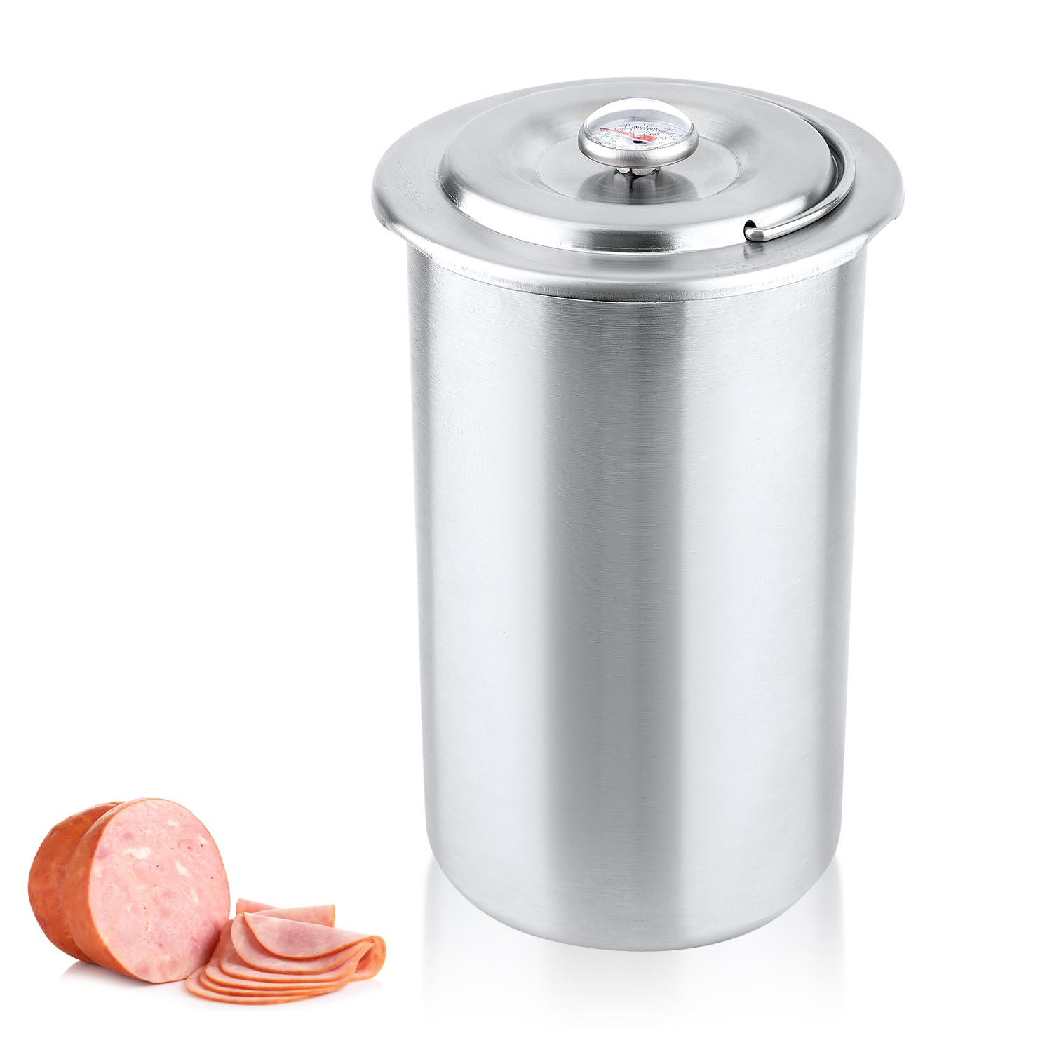 Meat Press Mold for Deli Meats, Ham Maker Stainless Steel Lunch Meat Pressure with Thermometer Hand Lunch Meat Maker Cooker Tool for Making Homemade Deli Meat Sandwich Bacon