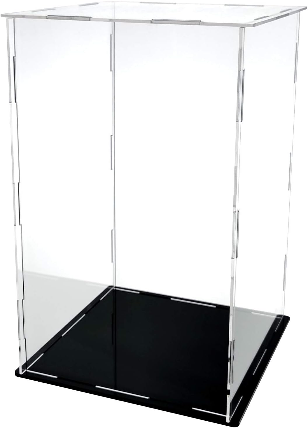 LANSCOERY Acrylic Display Case, Assemble Showcase Display Box for Collectibles, with Dustproof & Seamless Display Design, 8x8x10inch Black Base