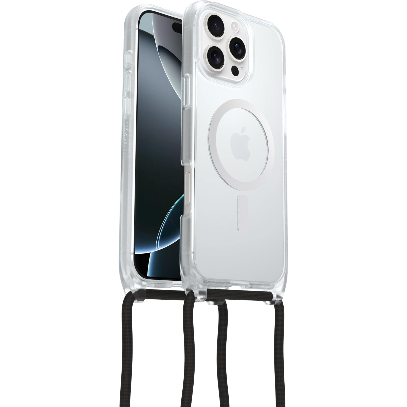 OtterBox React Series Necklace MagSafe Case for iPhone 16 Pro Max, Ultra-Slim, Protective Case with Adjustable and Detachable Necklace Strap, Tested to Military Standard, Clear, Non-Retail Packaging