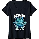 Womens Pisces Zodiac Sign Pisces Astrology Pisces Horoscope V-Neck T-Shirt
