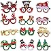 Aneco 12 Styles Christmas Glasses Frame Glitter Christmas Party Glasses Christmas Costume Creative Eyewear for Christmas Party Supplies
