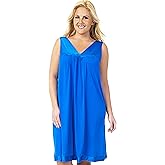 Exquisite Form Women's 30107 Nylon Tricot Sleeveless Short Knee Length Nightgown