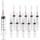 100 Pack 5ml Plastic Syringe with 18 Gauge Needle Lab Supplies, Individually Sealed Packed