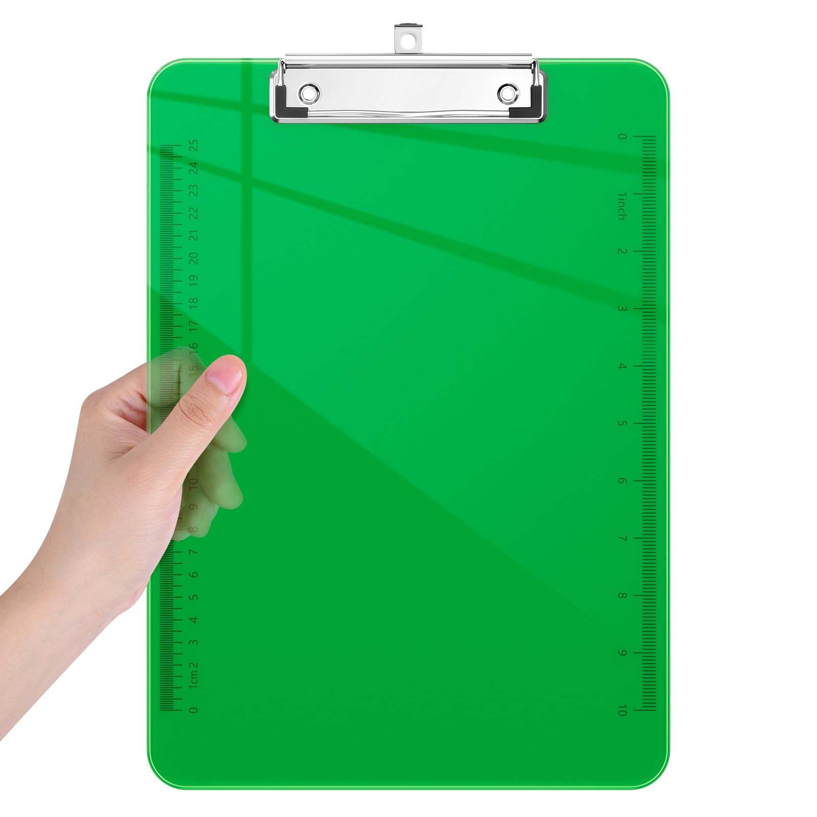 Piasoenc Plastic Clipboards, Translucent Clip Board with Low Profile, Office Supply, School Supplies, Letter Size 12.5 x 9 Inches,Green