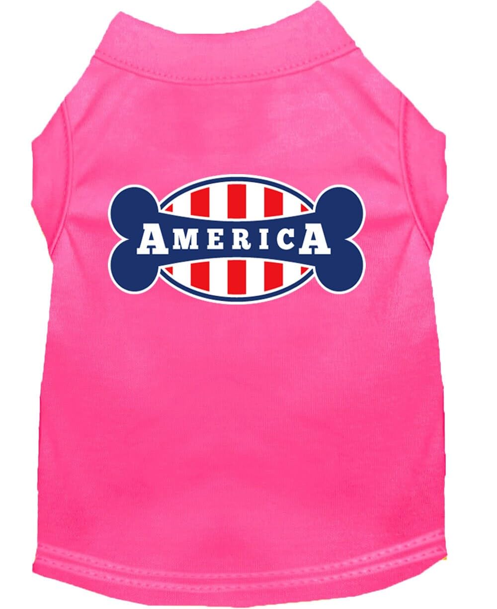 Mirage Bonely in America Screen Print Dog Shirt, Medium, Bright Pink