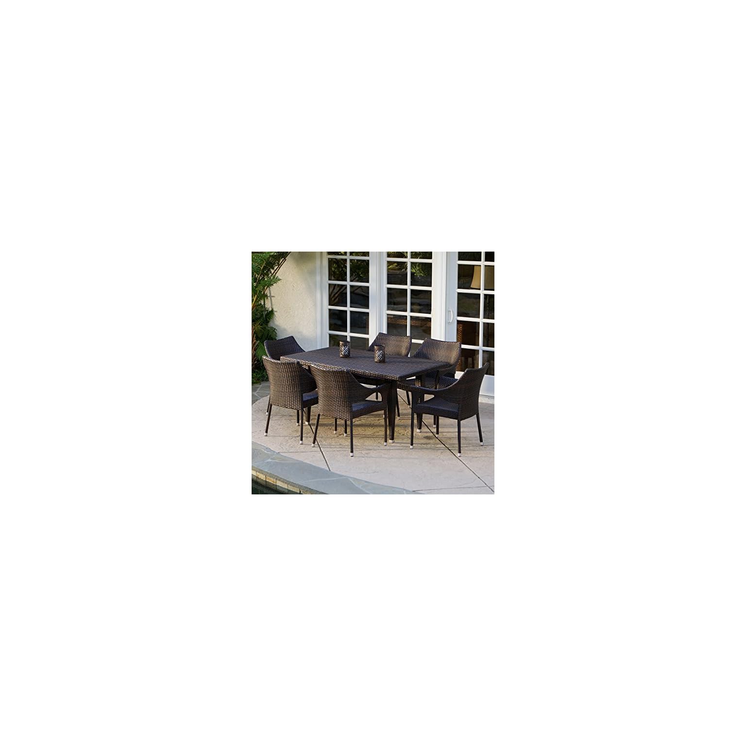 Christopher Knight Home Cliff Outdoor Dining Set, 7Pcs Set, Multibrown