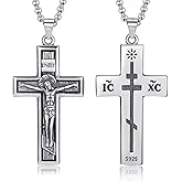 LES OSEWA 925 Sterling Silver Patron Saint Necklace Amulet Miraculous Medal Pendant Jewelry for Men Women with 2.0mm 20+2" Rolo Chain (with Gift Box)