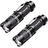 HAUSBELL Flashlights, Handheld Flashlights, 7W Mini LED Flashlights, Tactical Flashlights, Zoomable, High Lumen, Water Resistant, 3 Light Modes for Kids, Camping, Hiking (2 Pack)