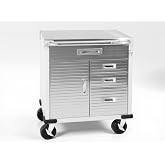 Heavy Duty Rolling Storage Cabinet with Wheels and Drawers, Workstation for Garage, Office, Workshop, (Stainless Steel Table top 1 Door, 4 Drawer), Granite