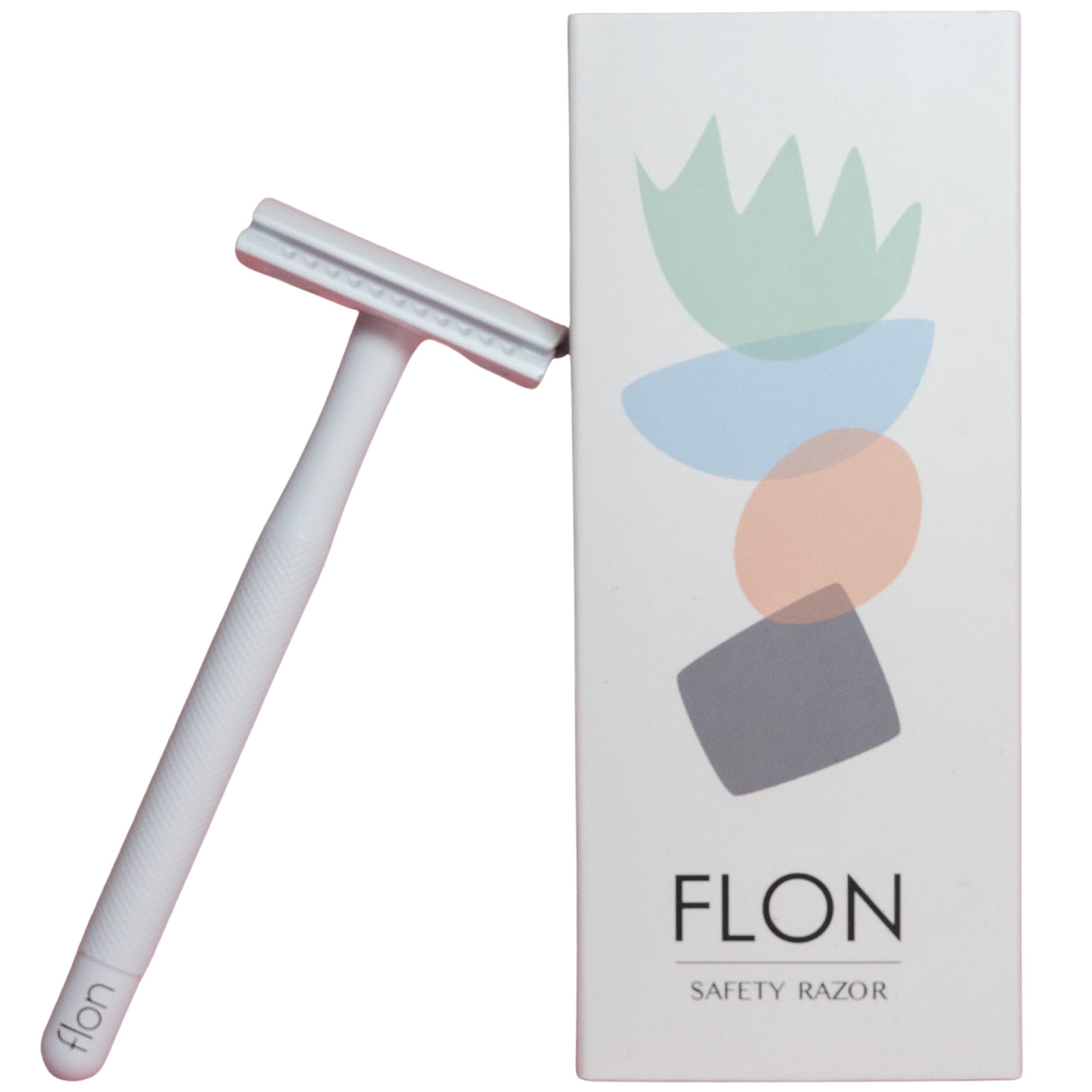 FLON® Single 2.0 Premium Long Double-Edged Safety Razor | Plastic Free Zero Waste Gift UK (White)