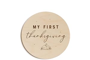 The Cotton & Canvas Co. My First Thanksgiving Wooden Milestone Card, Baby's First Holiday, Baby Shower, Newborn, Photoshoot Prop