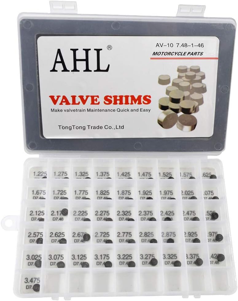 AHL 46pcs Adjustable Valve Shim Kit 7.48mm O.D. 1.225mm3.475mm Thick