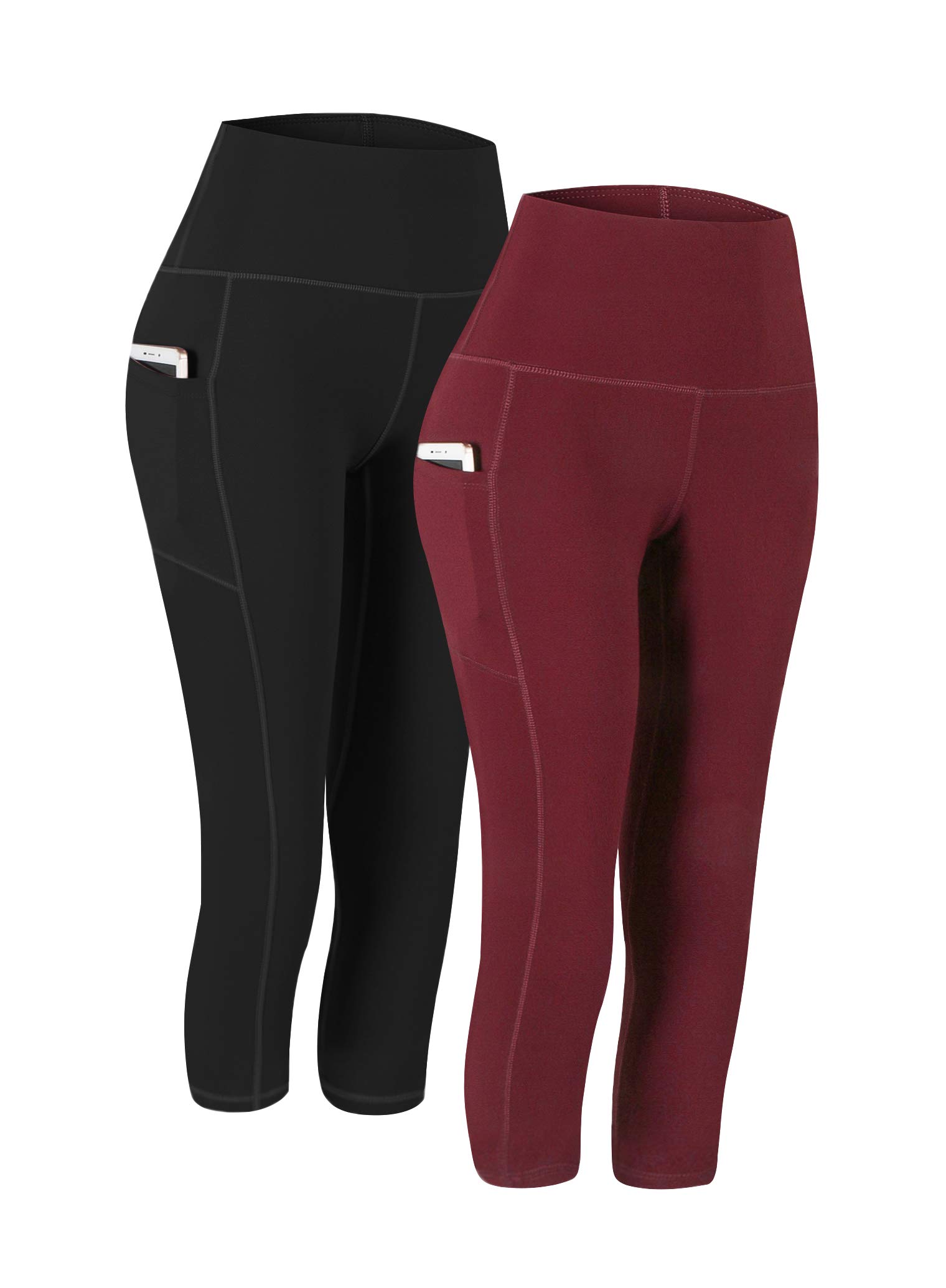 Photo 1 of Fengbay 2 Pack High Waist Yoga Pants with Pockets, Yoga Pants Capris Tummy Control Workout Running Leggings for Women