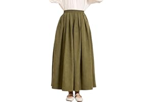 BEAUTELICATE Victorian Medieval Skirt 2 Pockets Elastic Waist Peach Skin Fabric ankle-length