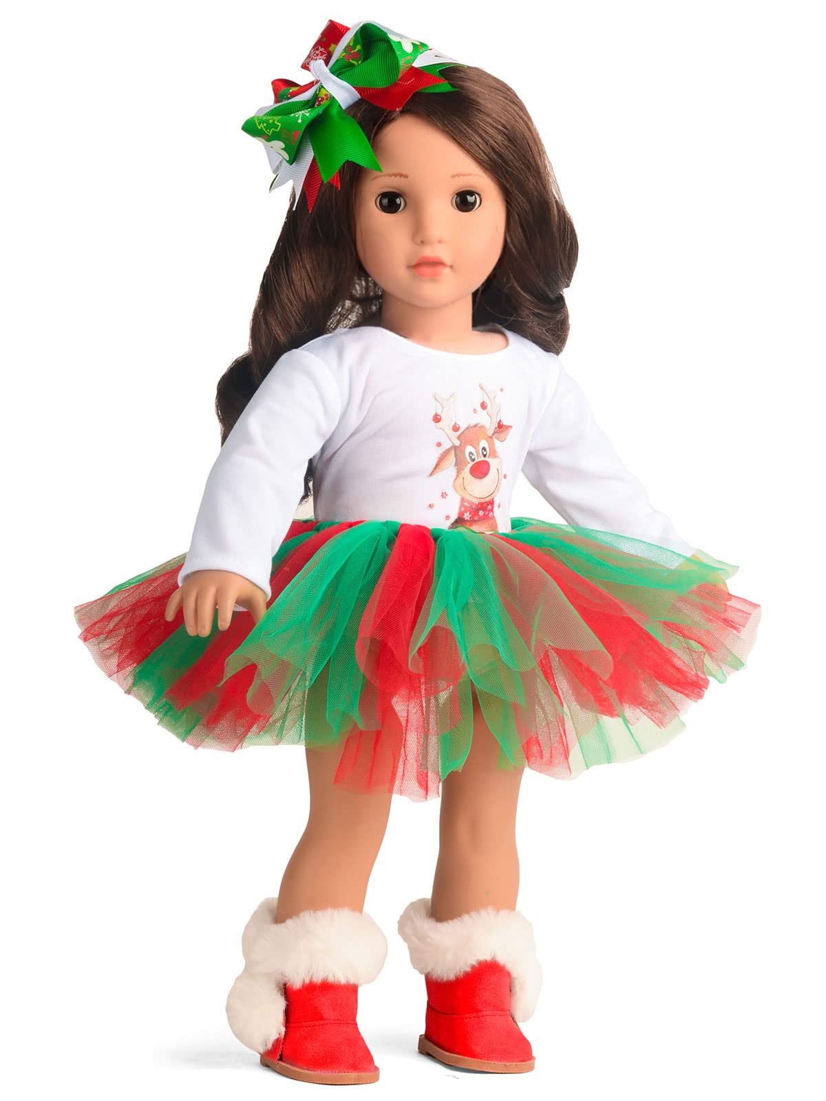 Sweet Dolly 18 Inches Doll Clothes Christmas Deer Tutu Dress Fits 18 Inch Dolls