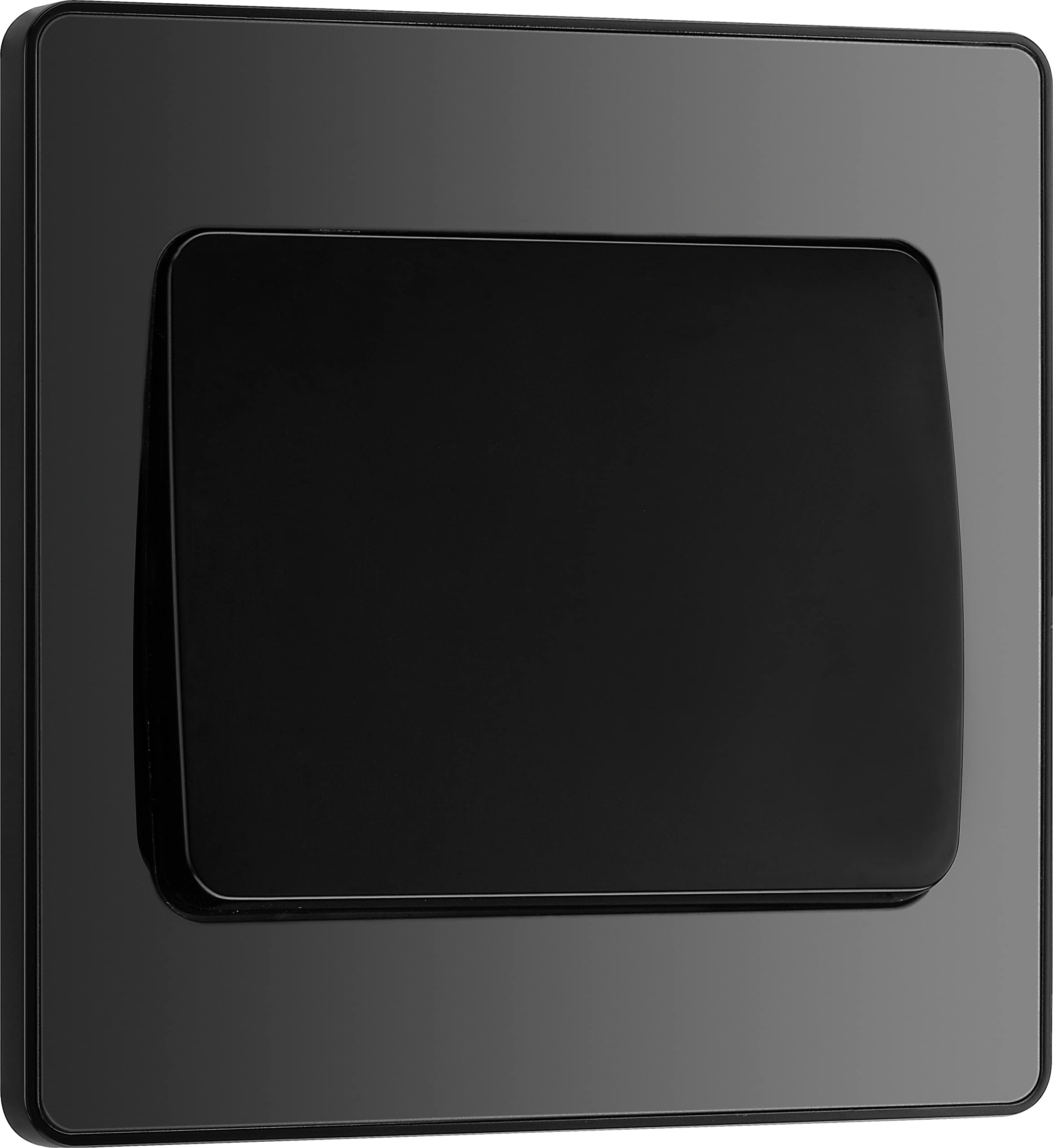 BG Electrical Single Wall Light Switch, Wide Rocker, 2 Way, Screwless Front Plate, Round Edges, Evolve, Black Chrome, 20A, 16AX, PCDBC12WB