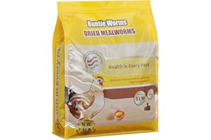 BUNTIE WORMS Dried Mealworms 5LB, 100% Natural, Non-GMO Mealworms for Chickens – High Protein Chicken Feed Meal Worms for Wild Birds, Chickens, Ducks and Turtles