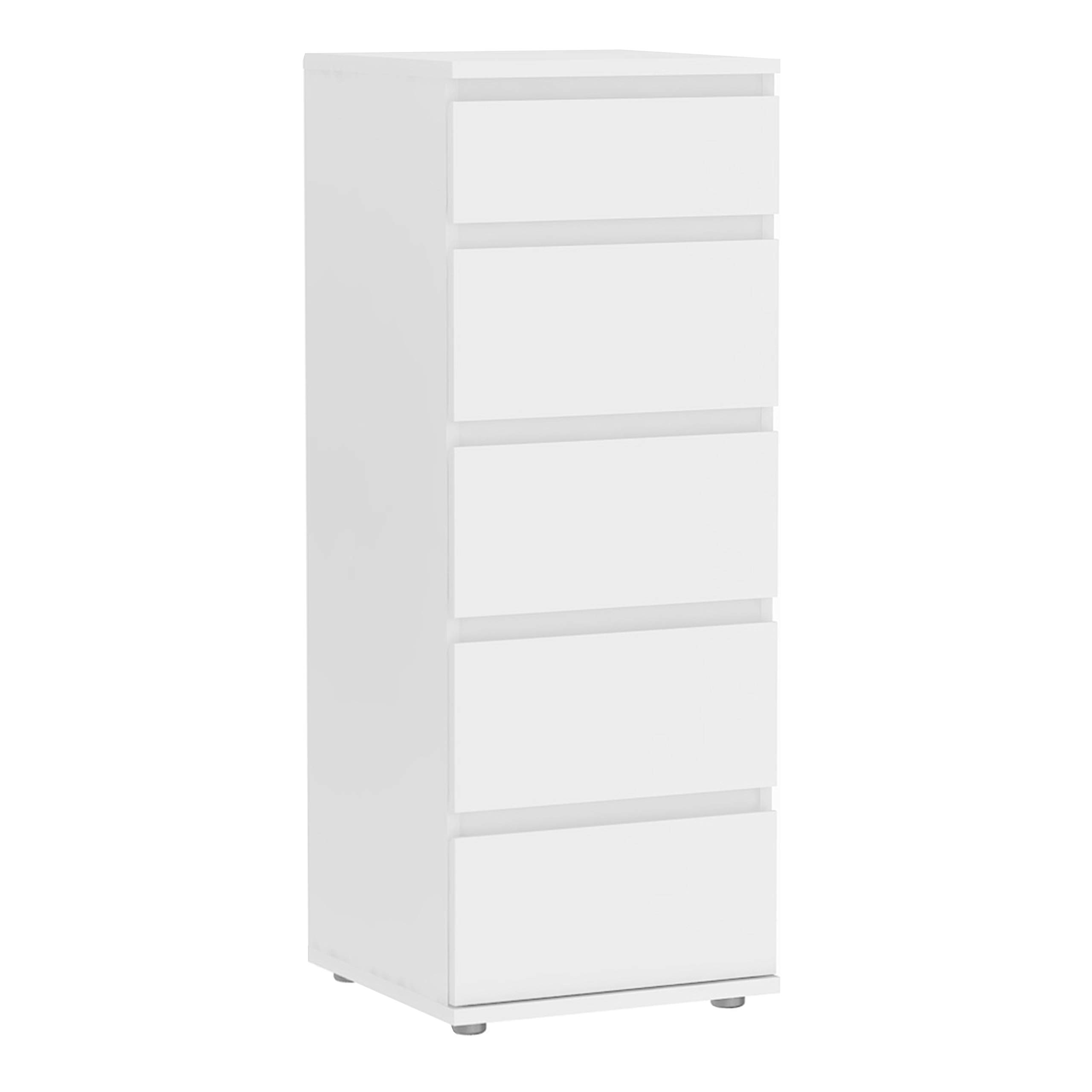 Furniture To Go | Nova Narrow Chest of 5 Drawers in White