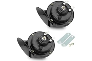 Sumjig Pack-2 Car Snail Air Horn, 12V 300DB Stereo Sound Super Loud Warning Modification Horn, ABS + Metal Mini Size Waterproof and Rust-proof Honking Horn, Universal for Cars Motorcycles (Black)