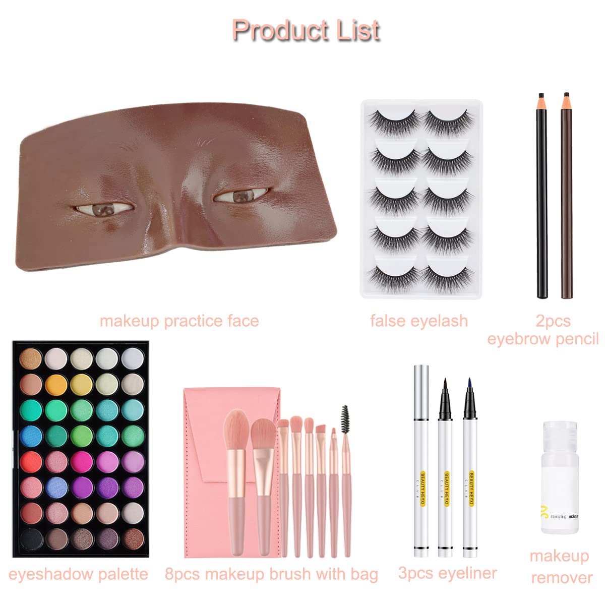 3D Realistic Makeup Practice Face Board Set With Kit for Professional Artists, Students and Beginners - Eyes and Eyeshadow Training Mannequin