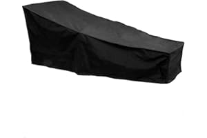 Waterproof Patio Lounge Chair Cover, Outdoor Chaise Lounger Covers Garden Yard Sunbed Recliner Furniture Protection(Black)