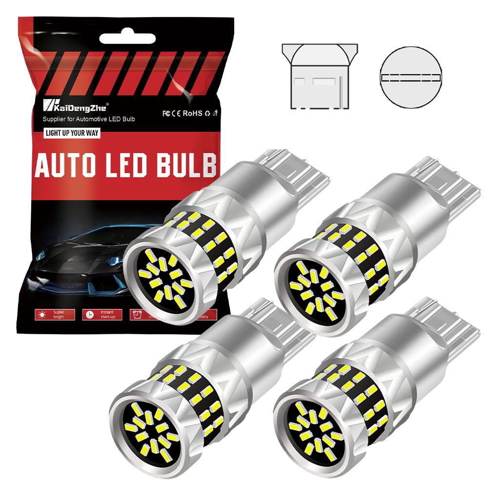 KaiDengZhe T20 7440 LED Bulb, Upgrade 3014 42-EX Chips 400% Brighter 1:1 Size W21W LED Backup Reverse Lights 7440NA 7441 W21W Bulbs for Brake Light Tail Light Turn Signal Light DRL -4 PCS White
