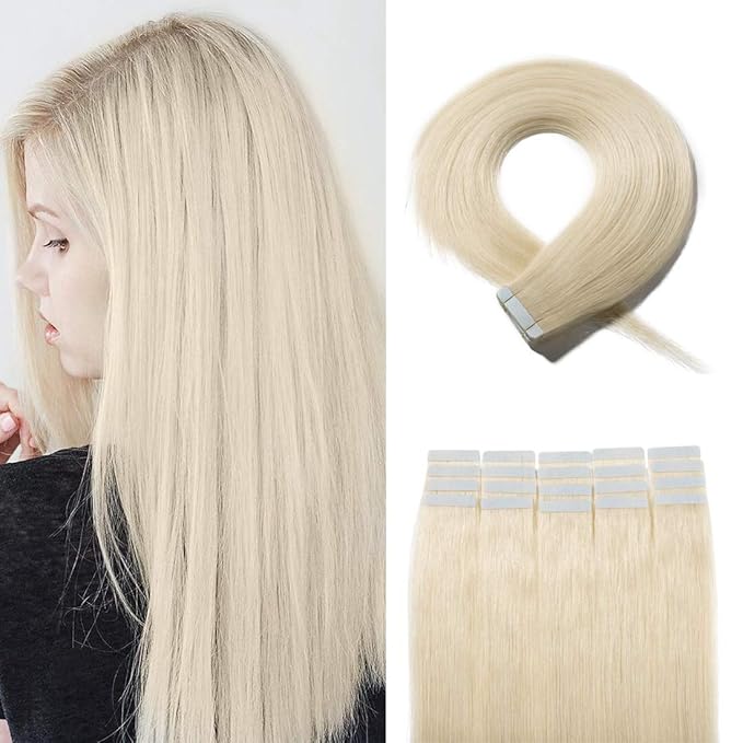 40 Pieces Rooted Tape in Hair Extensions Human Hair