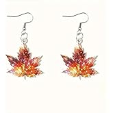 Thanksgiving Earrings Orange Earrings for Women Fall Maple Leaf Earring Autumn Leaf Drop Earring Unique Thanksgiving Jewelry Fall Outfit for Women Trendy Prom Party Holiday Jewelry Gifts