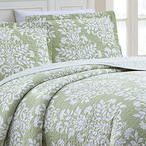 Laura Ashley Rowland Collection Quilt Set100 Cotton, Reversible, All