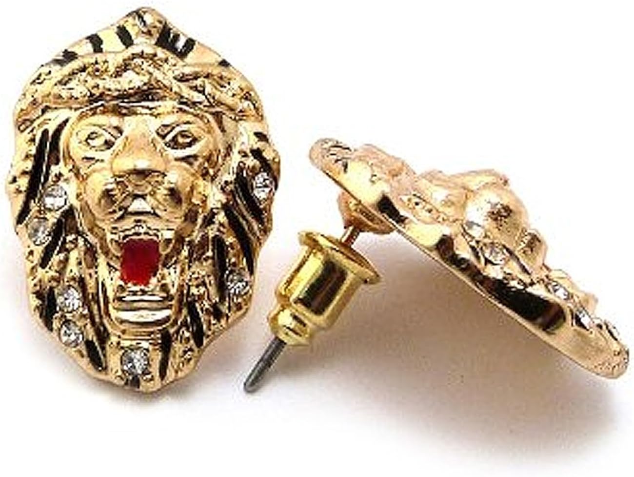 Roaring Lion Stud Earrings in GoldTone Jewelry