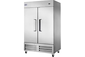 CHUMART 54" W Commercial Refrigerator with 2 door Stainless Steel 49 Cu. Ft Reach-in Refrigerator 6 Adjustable shelves Fan Cooling Fridge for Restaurant, Commercial Kitchen, Shop, ETL Certification