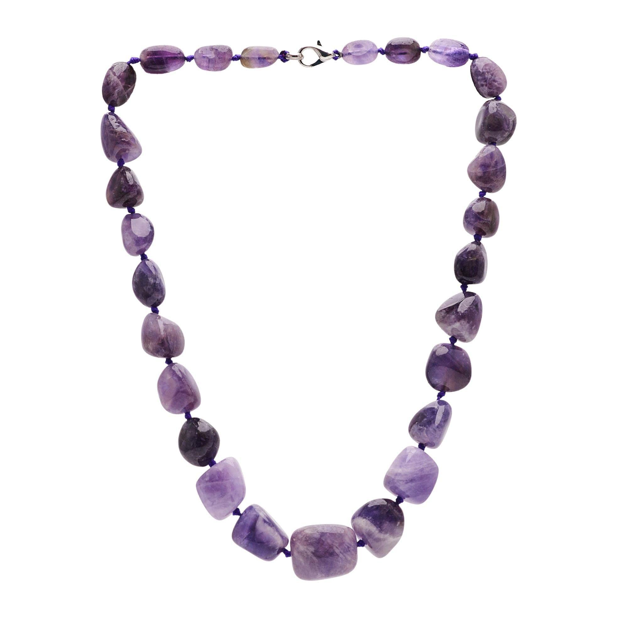 Treasure Bay Stunning Natural Gemstone Chunky Necklace for Women Different Gemstones and colour Available (Amethyst)