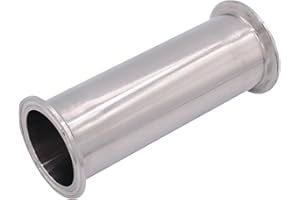 DERNORD Sanitary Spool Tube with Clamp Ends,Stainless Steel 304 Seamless Round Tubing With 2 inch Tri Clamp 64MM Ferrule Flange (Tube Length: 6 Inch / 152MM)
