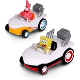 SpongeBob Squarepants Pull Back 2PK SpongeBob &amp; Patrick Hot Rod Boats, Pull Back and Watch them Zoom, No Batteries, No Controls, No Hassle, Fun&ndash;Fast&ndash;Portable, Great Gift, Official Nickoledeon Licensed