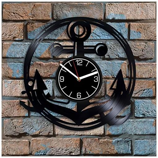Kovides Anchor Vinyl Record Wall Clock Anchor Home Decoration 12 inch