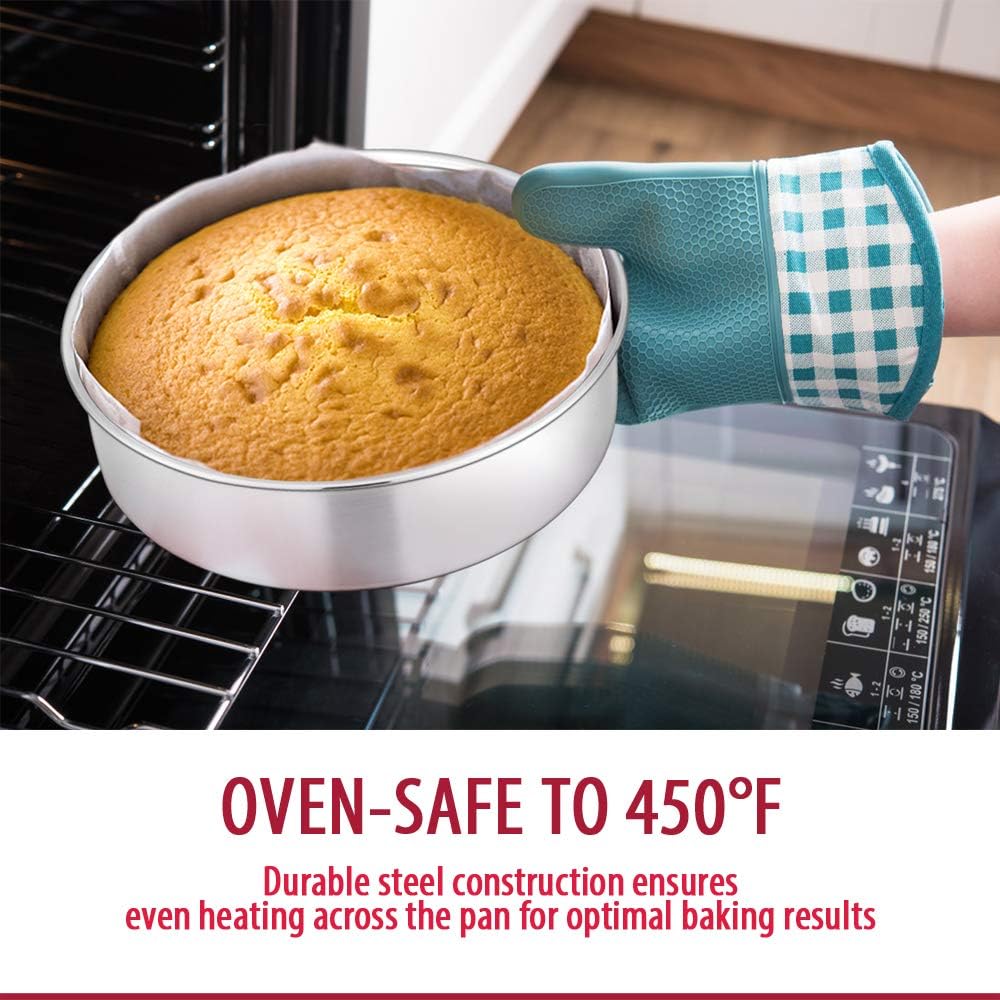12-Piece Stainless Steel Bakeware Sets, E-far Metal Baking Pan Set Include Round Cake Pans, Square/Rectangle Baking Pans with Lids, Cookie Sheet, Loaf/Muffin/Pizza Pan, Non-toxic & Dishwasher Safe: Kitchen & Dining