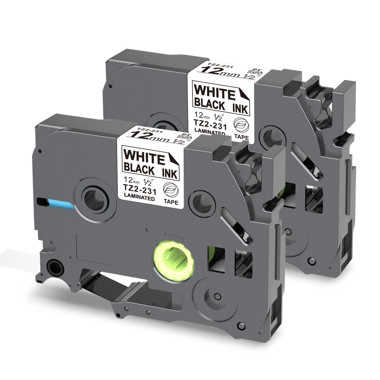 PUTY Tze-231 Compatible with Brother Label Printer Tape 12mm 0.47 Laminated Black on White Compatible with Brother Label Tape Compatible with Brother P Touch H100R H101C H110, 2-Pack