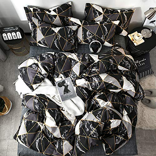 Houseri Black Comforter Set Queen White and Black Comforter Queen Size Geometric Black Marble