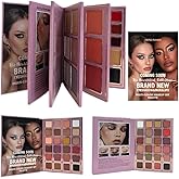 Professional Makeup Palette Book, 78-Color Kit, Pink, 48 Eyeshadows, 6 Highlighters, 6 Blushes, 12 Lipsticks, Portable Travel Set