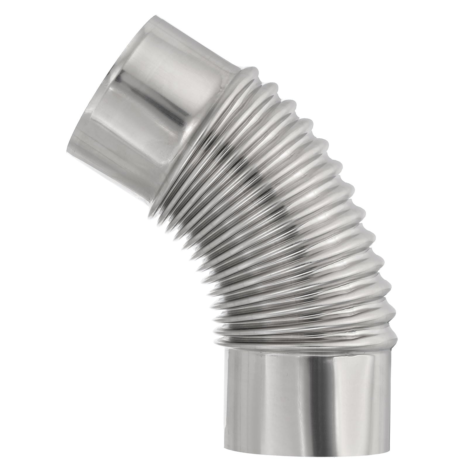 PATIKIL 45 Degree Stove Pipe, 1Pcs 3.15 Inch Elbow Stainless Steel Chimney Flue Extension for Outdoor Camping Tent Wood Stove Accessories Vent Exhaust, 7.87 Inch Length