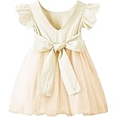 LYXIOF Toddler Baby Girl Tutu Tulle Dress Cotton Linen Ruffle Back Bowknot Princess Party Dresses