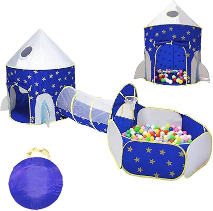 Amazon Com Lojeton 3pc Rocket Ship Kids Play Tent Tunnel Ball