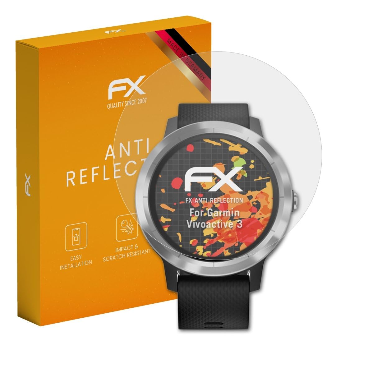 atFoliX Screen Protector compatible with Garmin Vivoactive 3 Screen Protection Film, anti-reflective and shock-absorbing FX Protector Film (3X)