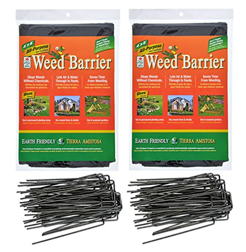 Charmed By Dragons Landscape Fabric Garden Weed Barrier (4'x8') and 6 inch Staples Anchor Pins Bundle (2)