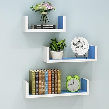 Shelf Wand Gestell Wohnzimmer Wand Kleiderbugel Wand Trennwande Schlafzimmer Mehrstockige Buchergestell Einfache Moderne Einrichtung Farbe Blau Weiss Amazon De Kuche Haushalt