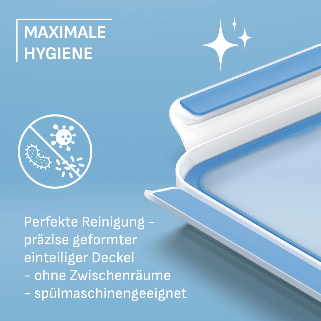 EMSA Clip & Close Frischhaltedose, Eiswürfelform, 22,6 x 16,5 x 4,9 cm, flexibler Boden, Aufbewahrungsbox, 100 Prozent dicht, spülmaschinen-, gefrier-, mikrowellenfest, Blau, Made in Germany, 514549 7