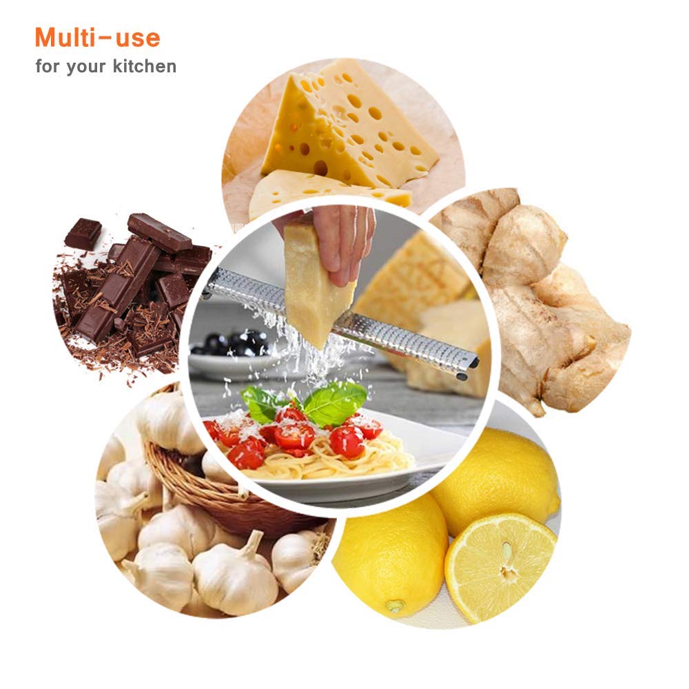 Udodo Cheese Grater Stainless Steel Vegetable Slicer Handheld Lemon Zester Ginger Chocolate Garlic Grater Slicer - Red